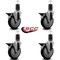 Service Caster 3.5'' Black Poly Swivel 1-5/8'' Expanding Stem Caster Set with Brake, 4PK SCC-EX20S3514-PPUB-BLK-PLB-158-4 - alternate 4